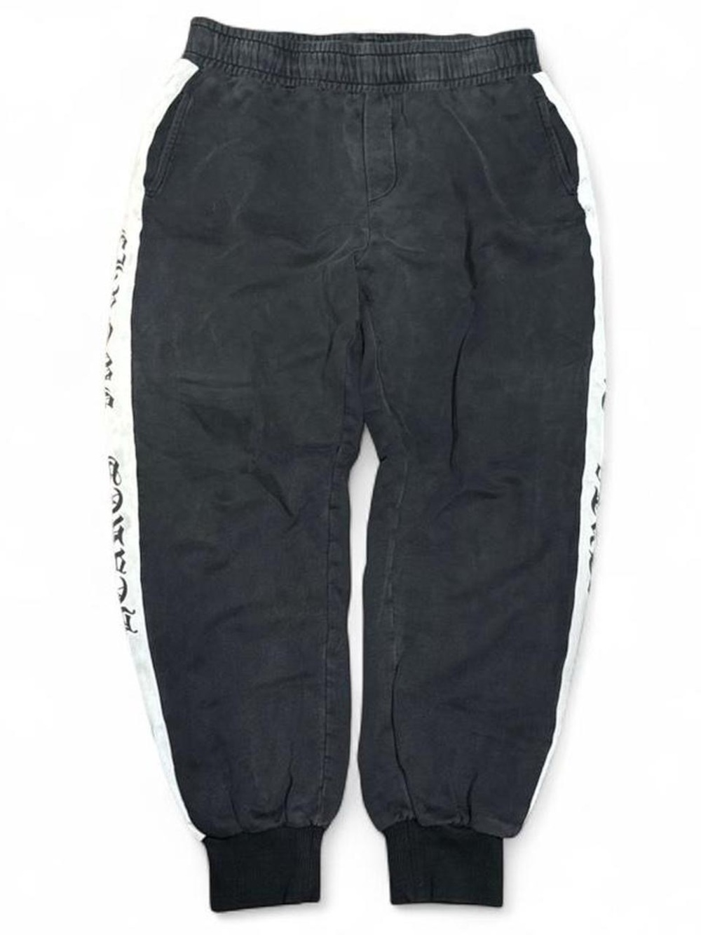 Chrome Hearts Style Black Striped Cuffed Cotton Sweatpants